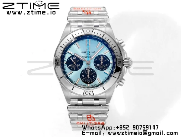 Breitling Chronomat B01 PB0134101C1S1 42mm SS BLS 1:1 Best Edition Ice Blue Dial on Stainless Steel Strap A7750 - Super Clone Watch | 1:1 Best Version