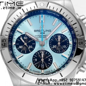 Breitling Chronomat B01 PB0134101C1S1 42mm SS BLS 1:1 Best Edition Ice Blue Dial on Stainless Steel Strap A7750 - Super Clone Watch | 1:1 Best Version