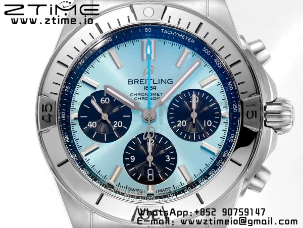 Breitling Chronomat B01 PB0134101C1S1 42mm SS BLS 1:1 Best Edition Ice Blue Dial on Stainless Steel Strap A7750 - Super Clone Watch | 1:1 Best Version