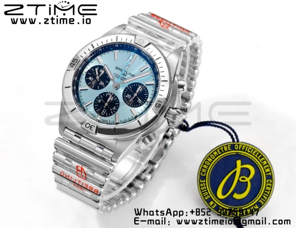 Breitling Chronomat B01 PB0134101C1S1 42mm SS BLS 1:1 Best Edition Ice Blue Dial on Stainless Steel Strap A7750 - Super Clone Watch | 1:1 Best Version