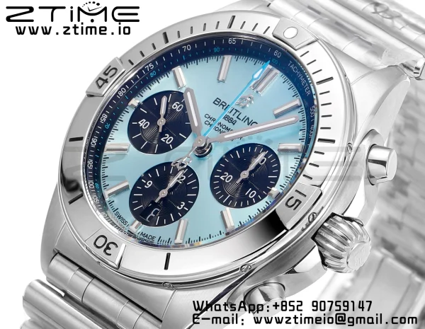 Breitling Chronomat B01 PB0134101C1S1 42mm SS BLS 1:1 Best Edition Ice Blue Dial on Stainless Steel Strap A7750 - Super Clone Watch | 1:1 Best Version