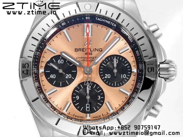Breitling Chronomat B01 AB0134101K1A1 42mm SS BLS 1:1 Best Edition Champagne Dial on Stainless Steel Strap A7750 - Super Clone Watch | 1:1 Best Version