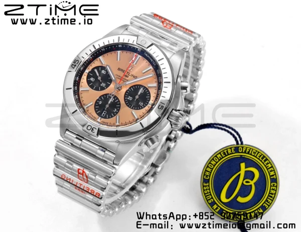 Breitling Chronomat B01 AB0134101K1A1 42mm SS BLS 1:1 Best Edition Champagne Dial on Stainless Steel Strap A7750 - Super Clone Watch | 1:1 Best Version