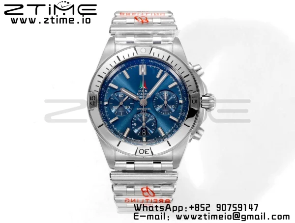 Breitling Chronomat B01 AB0134101K1A1 42mm SS BLS 1:1 Best Edition Blue Dial on Stainless Steel Strap A7750 - Super Clone Watch | 1:1 Best Version