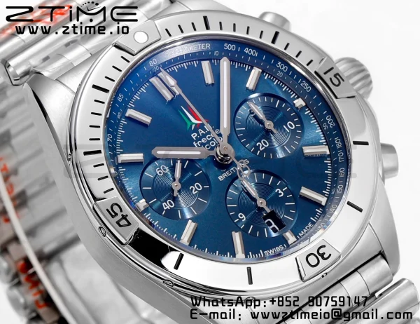 Breitling Chronomat B01 AB0134101K1A1 42mm SS BLS 1:1 Best Edition Blue Dial on Stainless Steel Strap A7750 - Super Clone Watch | 1:1 Best Version