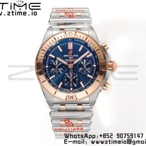 Breitling Chronomat B01 UB0134101C1U1 42mm SS/RG BLS 1:1 Best Edition Blue Dial on Stainless Steel Strap A7750 - Super Clone Watch | 1:1 Best Version