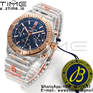 Breitling Chronomat B01 UB0134101C1U1 42mm SS/RG BLS 1:1 Best Edition Blue Dial on Stainless Steel Strap A7750 - Super Clone Watch | 1:1 Best Version