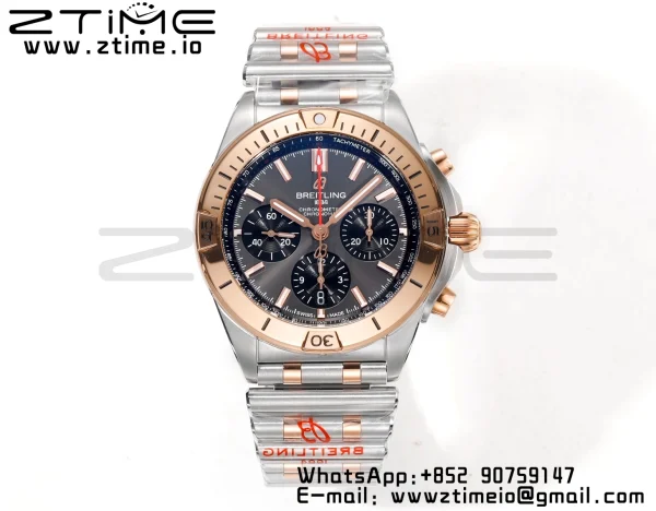 Breitling Chronomat B01 UB0134101C1U1 42mm SS/RG BLS 1:1 Best Edition Quadrante blu su cinturino in acciaio A7750 - Orologio Super Clone | 1:1 Best Version