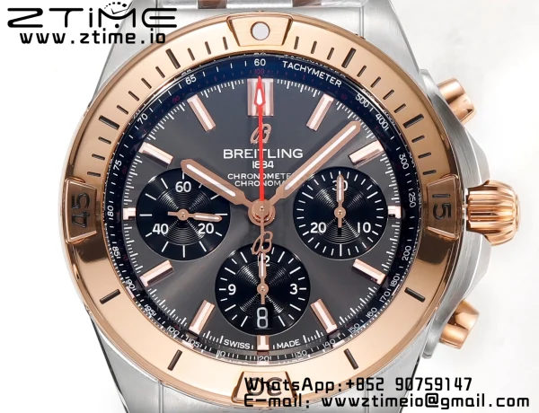 Breitling Chronomat B01 UB0134101C1U1 42mm SS/RG BLS 1:1 Best Edition Quadrante blu su cinturino in acciaio A7750 - Orologio Super Clone | 1:1 Best Version