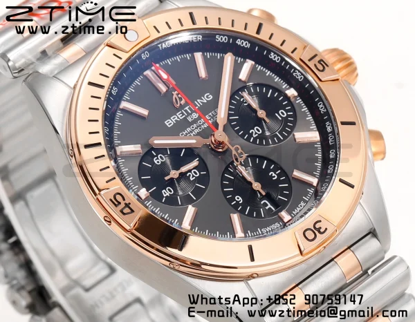 Breitling Chronomat B01 UB0134101C1U1 42mm SS/RG BLS 1:1 Best Edition Quadrante blu su cinturino in acciaio A7750 - Orologio Super Clone | 1:1 Best Version