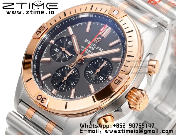 Breitling Chronomat B01 UB0134101C1U1 42mm SS/RG BLS 1:1 Best Edition Quadrante blu su cinturino in acciaio A7750 - Orologio Super Clone | 1:1 Best Version