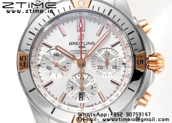 Breitling Chronomat B01 IB0134101G1A1 42mm SS BLS 1:1 Best Edition Quadrante bianco su cinturino in acciaio A7750 - Orologio Super Clone | 1:1 Best Version