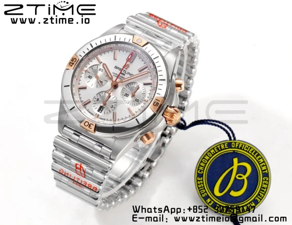 Breitling Chronomat B01 IB0134101G1A1 42mm SS BLS 1:1 Best Edition Quadrante bianco su cinturino in acciaio A7750 - Orologio Super Clone | 1:1 Best Version