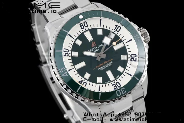 Breitling SuperOcean Automatic 42 SS BLSF 1:1 Best Edition Green Dial on  Stainless Steel Strap A2824 - Super Clone Watch | 1:1 Best Version