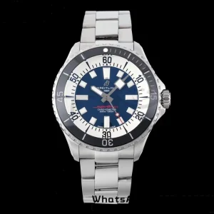 Breitling SuperOcean Automatic 42 SS BLSF 1:1 Best Edition Blue Dial on Stainless Steel Strap A2824 - Super Clone Watch | 1:1 Best Version