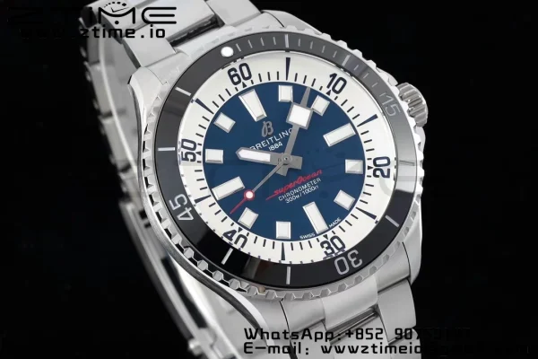 Breitling SuperOcean Automatic 42 SS BLSF 1:1 Best Edition Blue Dial on Stainless Steel Strap A2824 - Super Clone Watch | 1:1 Best Version