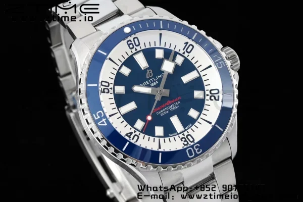 Breitling SuperOcean Automatic A17375E71C1A1 42 SS BLSF 1:1 Best Edition Blue Dial on Stainless Steel Strap A2824 - Super Clone Watch | 1:1 Best Version