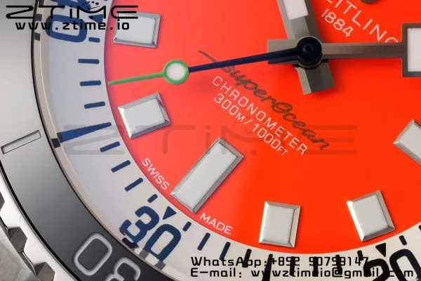 Breitling SuperOcean Automatic 42 SS BLSF 1:1 Best Edition Red Dial on Stainless Steel Strap A2824 - Super Clone Watch | 1:1 Best Version