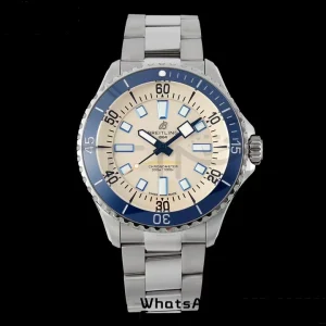 Breitling SuperOcean Automatic 42 SS BLSF 1:1 Best Edition Beige Dial on Stainless Steel Strap A2824 - Super Clone Watch | 1:1 Best Version