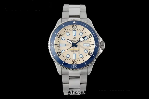 Breitling SuperOcean Automatic 42 SS BLSF 1:1 Best Edition Beige Dial on Stainless Steel Strap A2824 - Super Clone Watch | 1:1 Best Version