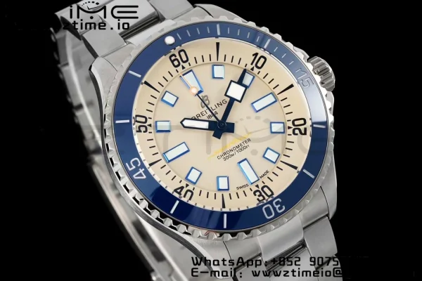Breitling SuperOcean Automatic 42 SS BLSF 1:1 Best Edition Beige Dial on Stainless Steel Strap A2824 - Super Clone Watch | 1:1 Best Version