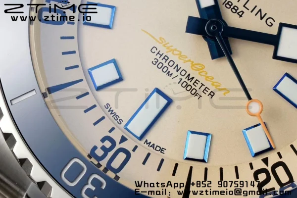 Breitling SuperOcean Automatic 42 SS BLSF 1:1 Best Edition Beige Dial on Stainless Steel Strap A2824 - Super Clone Watch | 1:1 Best Version