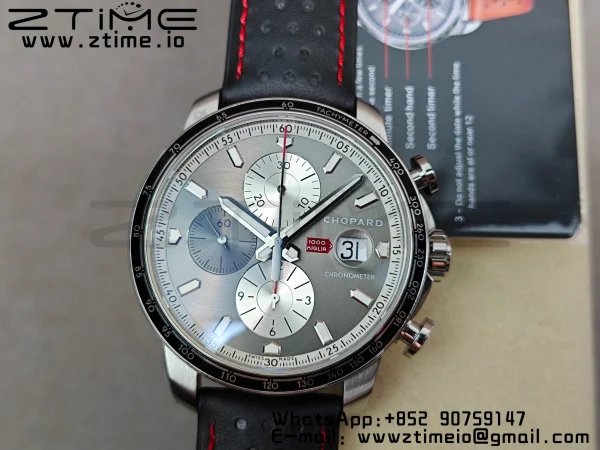 Chopard Mille Miglia 168571 SS V7F 1:1 Best Edition Quadrante grigio su cinturino in gomma marrone A7750 al Cal.107179 - Orologio Super Clone | 1:1 Best Version