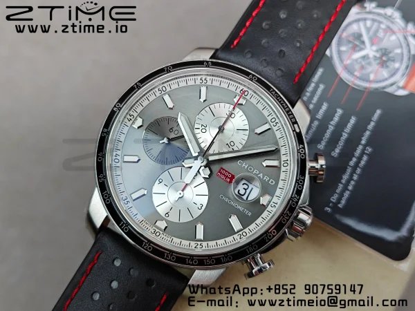Chopard Mille Miglia 168571 SS V7F 1:1 Best Edition Quadrante grigio su cinturino in gomma marrone A7750 al Cal.107179 - Orologio Super Clone | 1:1 Best Version