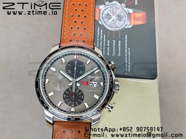 Chopard Mille Miglia 168571 SS V7F 1:1 Best Edition Gray Dial On Brown Rubber Strap A7750 to Cal.107179 - Super Clone Watch | 1:1 Best Version