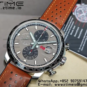 Chopard Mille Miglia 168571 SS V7F 1:1 Best Edition Gray Dial On Brown Rubber Strap A7750 to Cal.107179 - Super Clone Watch | 1:1 Best Version