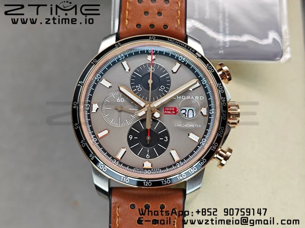 Chopard Mille Miglia 168571 SS V7F 1:1 Best Edition Gray Dial On Brown Rubber Strap A7750 to Cal.107179 - Super Clone Watch | 1:1 Best Version