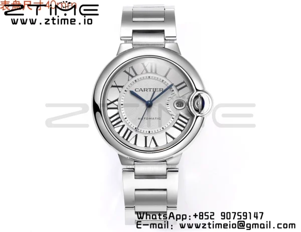 Cartier Ballon Bleu WSBB0040 40mm SS CHF 1:1 Best Edition Silvery Texture Dial on  SS Bracelet A2824 (Quick Release) - Super Clone Watch | 1:1 Best Version