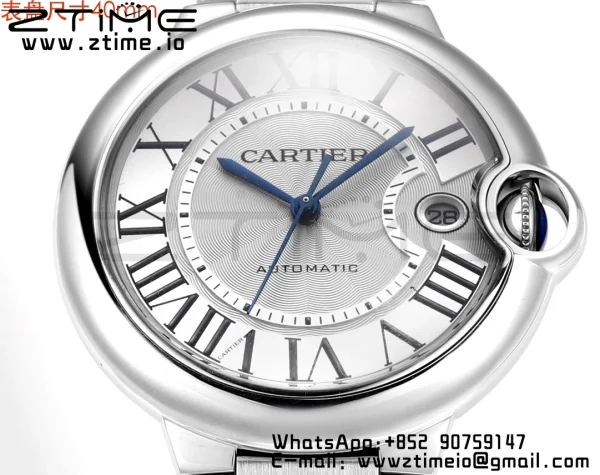 Cartier Ballon Bleu WSBB0040 40mm SS CHF 1:1 Best Edition Silvery Texture Dial on  SS Bracelet A2824 (Quick Release) - Super Clone Watch | 1:1 Best Version