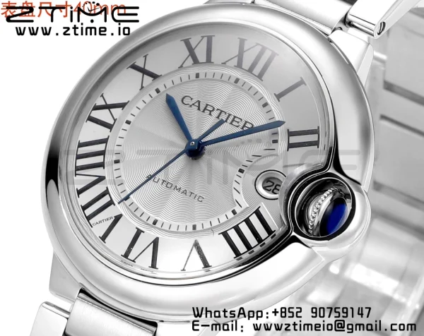 Cartier Ballon Bleu WSBB0040 40mm SS CHF 1:1 Best Edition Silvery Texture Dial on  SS Bracelet A2824 (Quick Release) - Super Clone Watch | 1:1 Best Version