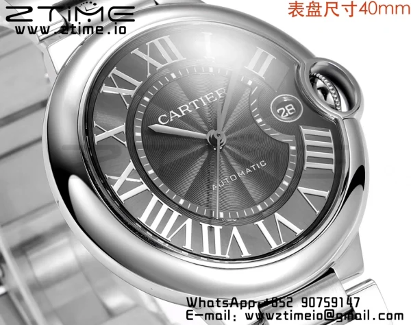 Cartier Ballon Bleu WSBB0040 40mm SS CHF 1:1 Best Edition Black Texture Dial on  SS Bracelet A2824 (Quick Release) - Super Clone Watch | 1:1 Best Version