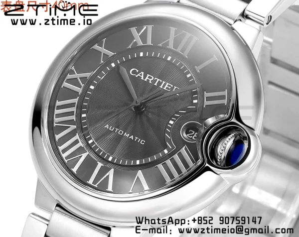 Cartier Ballon Bleu WSBB0040 40mm SS CHF 1:1 Best Edition Black Texture Dial on  SS Bracelet A2824 (Quick Release) - Super Clone Watch | 1:1 Best Version