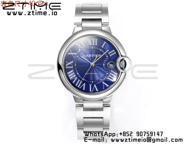 Cartier Ballon Bleu WSBB0061 40mm SS CHF 1:1 Best Edition Blue Texture Dial on  SS Bracelet A2824 (Quick Release) - Super Clone Watch | 1:1 Best Version