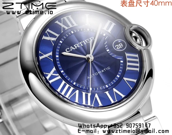 Cartier Ballon Bleu WSBB0061 40mm SS CHF 1:1 Best Edition Blue Texture Dial on  SS Bracelet A2824 (Quick Release) - Super Clone Watch | 1:1 Best Version