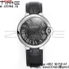 Cartier Cartier Ballon Bleu WSBB0060 40mm SS CHF 1:1 Best Edition Black Texture Dial on Blue Leather Strap A2824 (Quick Release) - Super Clone Watch | 1:1 Best Version