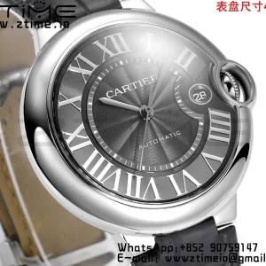 Cartier Cartier Ballon Bleu WSBB0060 40mm SS CHF 1:1 Best Edition Μαύρη υφή Dial σε μπλε δερμάτινο λουράκι A2824 (γρήγορη απελευθέρωση) - Super Clone ρολόι | 1:1 Best έκδοση