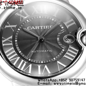 Cartier Cartier Ballon Bleu WSBB0060 40mm SS CHF 1:1 Best Edition Μαύρη υφή Dial σε μπλε δερμάτινο λουράκι A2824 (γρήγορη απελευθέρωση) - Super Clone ρολόι | 1:1 Best έκδοση