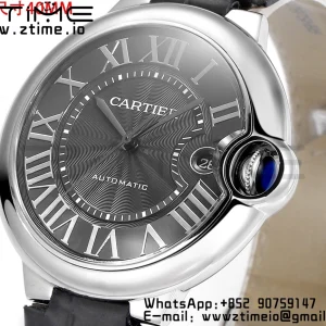 Cartier Cartier Ballon Bleu WSBB0060 40mm SS CHF 1:1 Best Edition Μαύρη υφή Dial σε μπλε δερμάτινο λουράκι A2824 (γρήγορη απελευθέρωση) - Super Clone ρολόι | 1:1 Best έκδοση