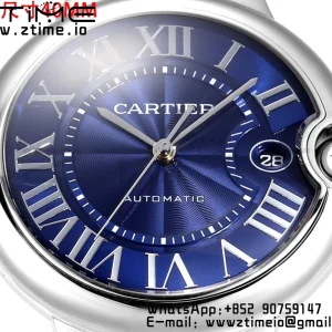 Cartier Ballon Bleu WSBB0061 40 χιλιοστά SS CHF 1:1 Best Edition Blue Texture Dial on Blue Leather Strap A2824 (Quick Release) - Super Clone Watch | 1:1 Best Version