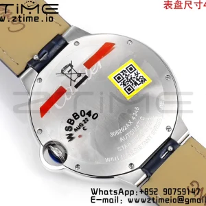 Cartier Ballon Bleu WSBB0061 40 χιλιοστά SS CHF 1:1 Best Edition Blue Texture Dial on Blue Leather Strap A2824 (Quick Release) - Super Clone Watch | 1:1 Best Version