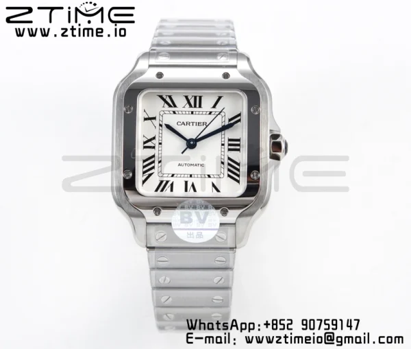 Cartier Santos de Cartier WSSA0010 35mm SS BVF 1:1 Best Edition White Dial on SS SmartLinks Bracelet MIYOTA 9015 V2 - Super Clone Watch | 1:1 Best Version