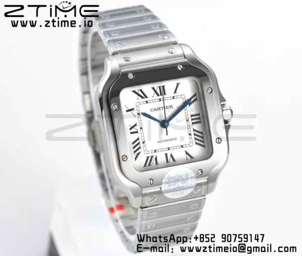 Cartier Santos de Cartier WSSA0010 35mm SS BVF 1:1 Best Edition White Dial on SS SmartLinks Bracelet MIYOTA 9015 V2 - Super Clone Watch | 1:1 Best Version