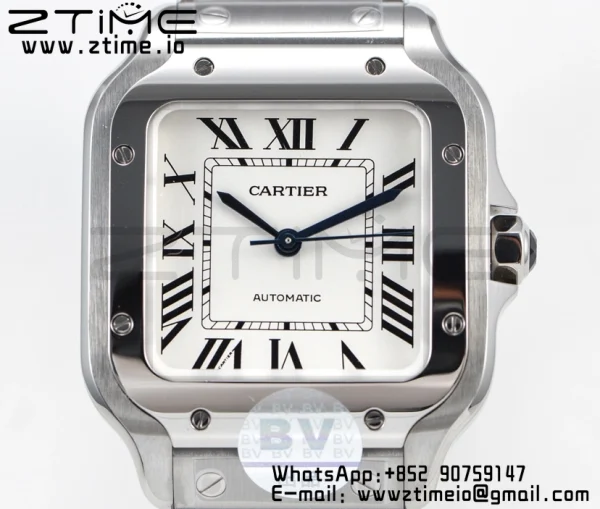 Cartier Santos de Cartier WSSA0010 35mm SS BVF 1:1 Best Edition White Dial on SS SmartLinks Bracelet MIYOTA 9015 V2 - Super Clone Watch | 1:1 Best Version