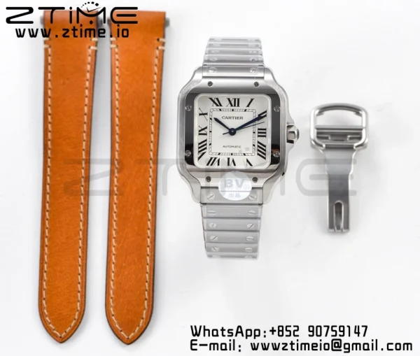 Cartier Santos de Cartier WSSA0010 35mm SS BVF 1:1 Best Edition White Dial on SS SmartLinks Bracelet MIYOTA 9015 V2 - Super Clone Watch | 1:1 Best Version
