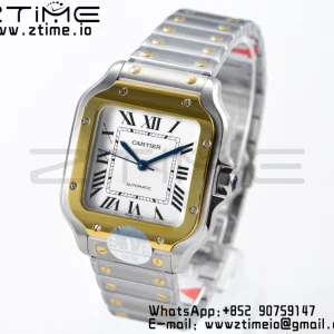 Cartier Santos de Cartier W2SA0007 35mm SS/YG BVF 1:1 Best Edition White Dial on SS/YG SmartLinks Bracelet MIYOTA 9015 V2 - Super Clone Watch | 1:1 Best Version