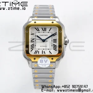 Cartier Santos de Cartier W2SA0007 35mm SS/YG BVF 1:1 Best Edition White Dial on SS/YG SmartLinks Bracelet MIYOTA 9015 V2 - Super Clone Watch | 1:1 Best Version